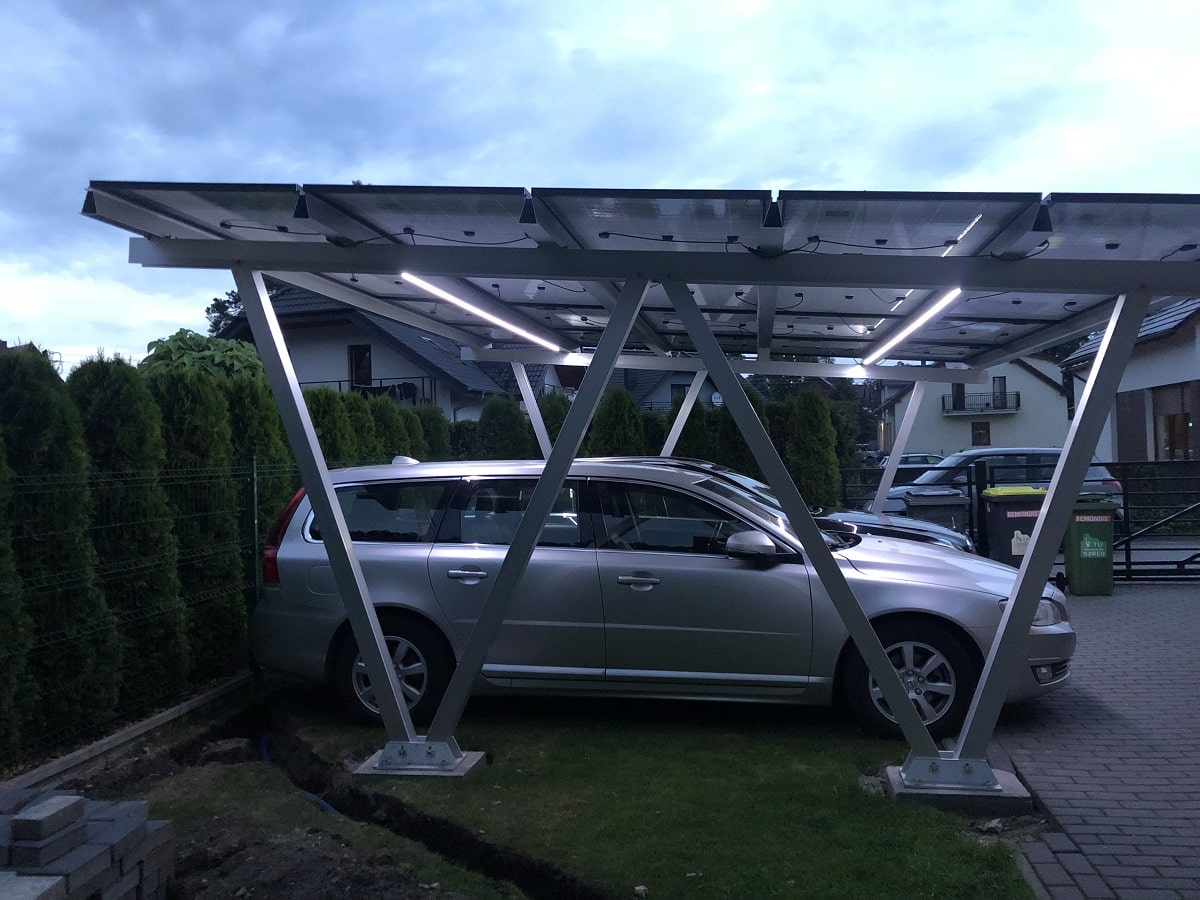 carport fotowoltaiczny 2-stanowiskowy (na 2 samochody)