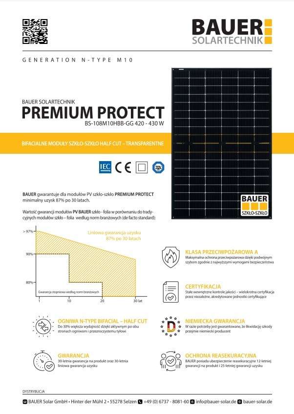 Bauer 420 2-min Bauer BS-420-M6HBB-GG 420 W Solar Panel Bauer Min