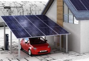 miniaturka stacja ładowania wallbox i wiata solarna min