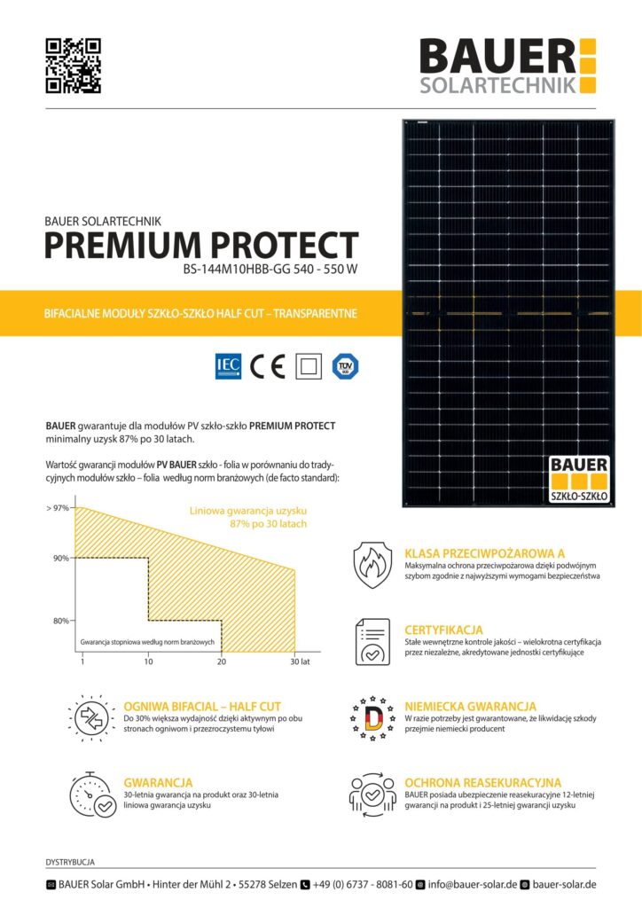 Bauer BS-144M10HBB-GG 540 W Solar Panel Bs M Hbb Gg Pol Min